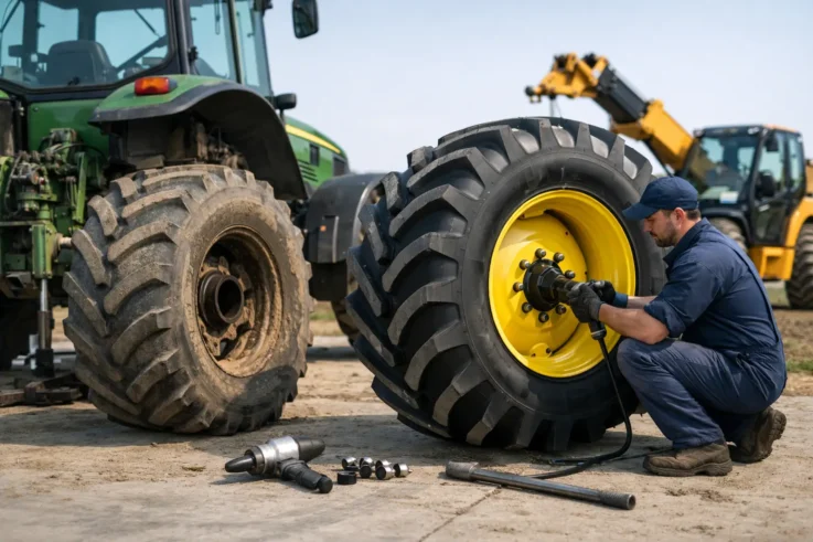 Schimb anvelope utilaje agricole corect